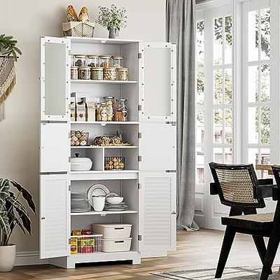 usikey Large Storage Cabinet with 4 Doors, Floor Storage Cabinet with  Adjustable Shelf, Sideboard for Bedroom, Living Room, Home Office, Kitchen