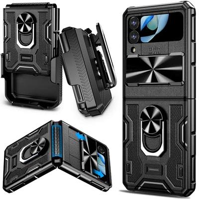 VEGO for Galaxy Z Flip 3 Case with Slide Camera Cover, Hinge Protection  Case with 360°Rotate Ring Magnetic Kickstand Military Heavy Duty Protective