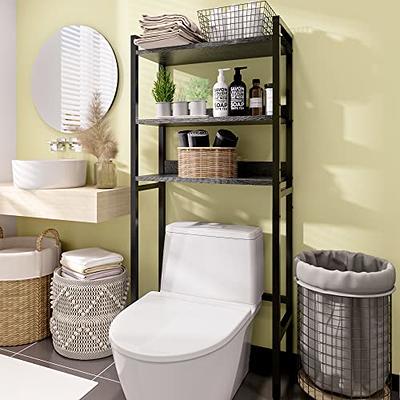 Homykic Over The Toilet Storage, Bamboo 3-Tier Over-the-Toilet Space Saver Organizer Rack, Stable Freestanding Above Toilet Stand with 3 Hooks for