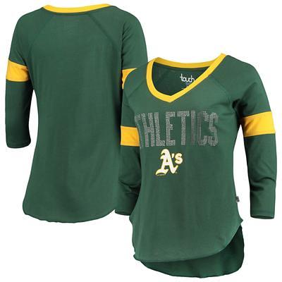 Women's Touch Green Oakland Athletics Ultimate Fan Rhinestone Raglan 3/4- Sleeve V-Neck T-Shirt - Yahoo Shopping