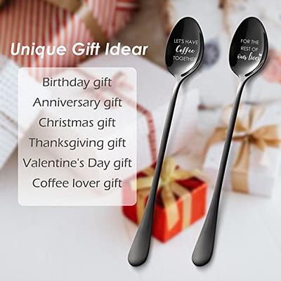 Anniversary Wedding Gifts for Him Her, His and Hers Gifts Coffee Spoons,  Couple Engraved Espresso Coffee Spoon for Husband Wife Birthday Engagement