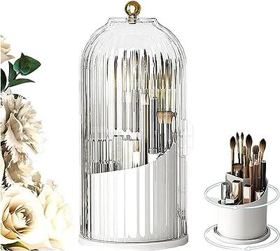 DEEIF Makeup Brush Holder Organizer with Lid 360 Rotating