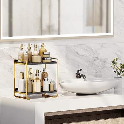 Bathroom Organizer Countertop Gold, 2 Tier Bathroom Vanity