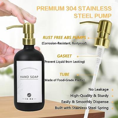 Glass Soap Dispenser For Kitchen Sink - Hand And Dish Soap Dispenser With  Stainless Steel Pump And Ceramic Tray, Bathroom Soap Dispenser With  Waterproof Labels (White Bottles; Gold Pumps)