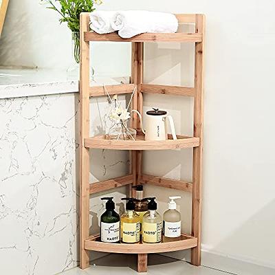 Domax Bamboo Bathroom Shelf 3-Tier Wall Mount Storage Rack Adjustable Coffee