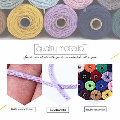 Macrame Cord 3mm x 328yd | 100% Natual Cotton Macrame Rope | 3 Strand  Twisted Cotton Cord for Handmade Plant Hanger Wall Hanging Craft Making
