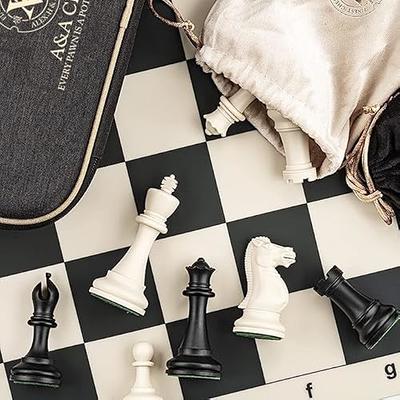  Chess Armory Deluxe Large Triple Weighted Tournament Chess Set  with a Silicone 20 Chess Board - Felted Weighted Chess Pieces, 2 Extra  Queens and 3.75 King : Toys & Games