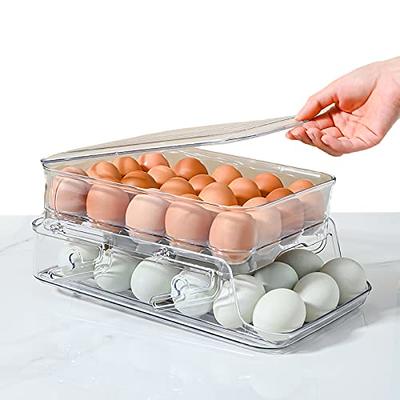 Egg Container for Refrigerator BPA Free Refrigerator Organizer  Bins,Stackable Egg Holder for Refrigerator,18 Egg Tray,Clear