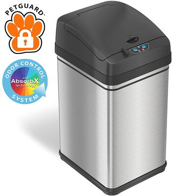 iTouchless Step Pedal Kitchen Trash Can with AbsorbX Odor Filter 13 Gallon  Rectangular Stainless Steel