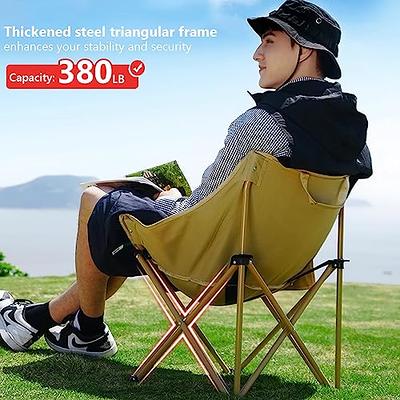 2 Sets Folding Camping Chairs Support 400LBS, Portable Comfy Beach Chair,  Lawn Chair, with Carry Bag, Black