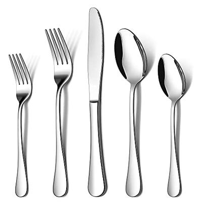 24 Piece Silverware Set with Steak Knives, Stainless Steel Flatware Set, Cutlery  Set Service for 4, Mirror Polished Utensils Set, Forks and Spoons Silverware  Set, Dishwasher Safe 