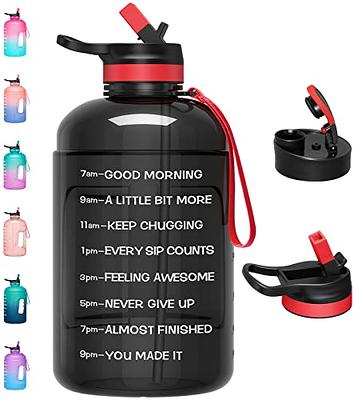 Arcana Arc Bottle Water with Time Marker - Motivational Bottles Times to Drink BPA Free Frosted Plastic Gym, Sports, Outdoors (32oz, Black)