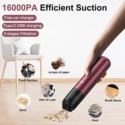 CHENXRN Hand Vacuum Cordless Rechargeable, Dust Busters Handheld Vacuum Strong Suction 8000Pa, Portable Mini Car Hand Held Vacuuming Cordless Cleaner