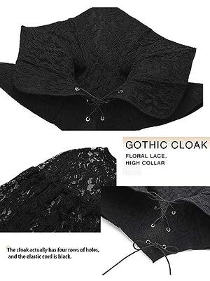 GORAIS Gothic Lace Cloak Black Stand Collar Cape Short Detachable Halloween  Cosplay Costumes Cloaks for Women