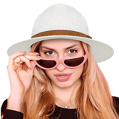 Womens Straw Beach Hat Girls Boho Wide Brim Hats for Women Foldable Sun Hat  for Women Panama Fedora Beach Hat, White, One Size : : Clothing,  Shoes & Accessories