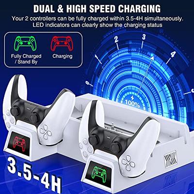 PS5 Stand and Cooling Station with Dual Controller Charging Station  Compatible with PS5 Controller,Compact PS5 Accessories with Cooling  Fan,Controller