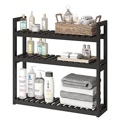 SONGMICS Bamboo Bathroom Shelves, 3-Tier Adjustable Layer Rack