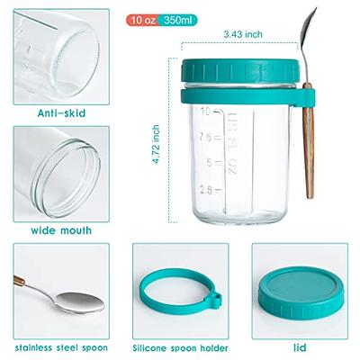 KITCHOP Overnight Oats Containers with Lids and Spoon,Mason Jars,16 Oz  Glass Oatmeal Container to Go for Chia Pudding Yogurt Salad Cereal Meal  Prep