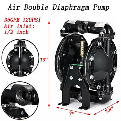 VEVOR Air-Operated Double Diaphragm Pump 1 inch Inlet Outlet Aluminum 35  GPM Max 120PSI for Chemical Industrial Use(QBY4-25L-1inch-35)