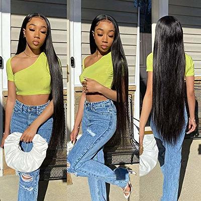 30 Inch Straight Lace Front Wigs Human Hair 4x4 Closure Wigs Human Hair Pre  Plucked Bleached Kots Lace Front Wig 180% Density HD Lace Front Wigs with  Baby Hair Wigs for Black