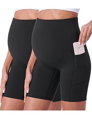 POSHDIVAH Women's Maternity Shorts Over The Belly Biker Yoga Active  Pregnancy Workout Short Pants with Pockets 2PCS Black 8 Small - Yahoo  Shopping