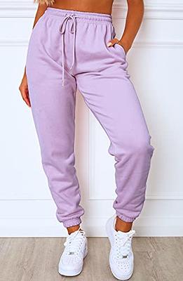 Waitfairy Women's Cinch Bottom Sweatpants High Waisted Trendy Athletic  Jogger Pants for Teen Girls Lounge Trousers with Pockets Light Purple XS -  Yahoo Shopping
