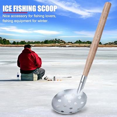 EVTSCAN 2 Pack 13 Inch Metal Ice Fishing Scoops, with Wood Handle