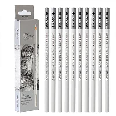 White Charcoal Pencils Drawing Set 6 Pcs Smooth Soft & Medium