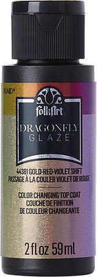 FolkArt Dragonfly Glaze Acrylic Paint, Gold-Red-Violet, 2 fl oz