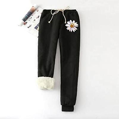 P-X59 Black Juniors Fleece Lined Wool Tights Lounge Pants Leggings Tights  for Women Loose Fit Thick High Leg Warm Thick Fuzzy Tie Knot Straight Leg  Fall Winter Tights 2023 1A 3XL 