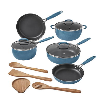 Gotham Steel 20-Piece Aluminum Ti-Ceramic Nonstick Cookware and Bakeware Set  in Blue 7259 - The Home Depot