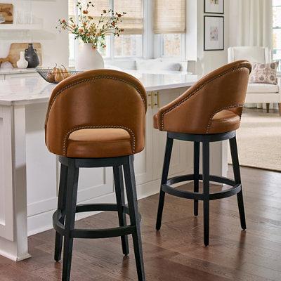 Lusso Swivel Bar Counter Stool Black Walnut Marbled Flint Bar