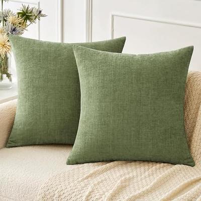 2 Packs Decorative Throw Pillow Covers 18x18 Inch for 18 x 18-Inch Sage  Green