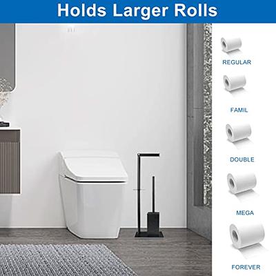 Free Standing Toilet Paper Holder with Storage Shelf and Extra Roll Holder  in Matte Black