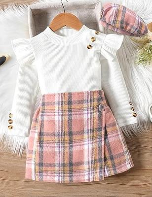 18M-6Y Short Sleeve Plaid Skirt Suit Cute Toddler Girl Clothes