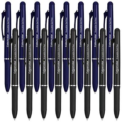 BAYTORY 12Pcs Retractable Erasable Gel Pens No Bleed Fine Point, Blue and  Black Ink Pen with Eraser Clear, Smooth Writing for Note Taking Marking