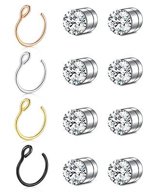 9 Pcs Fake Nose Ring Nose Cuff Non Piercing Inlaid Clip on Faux Nose Rings  Jewelry Piercing Nose Cuffs for Women Men（Silver） - Walmart.com
