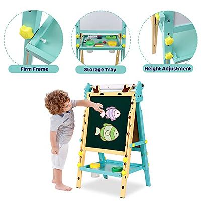 Kids Easel with Paper Roll Double-Sided Whiteboard & Chalkboard Adjustable Kids  Art Easel Standing Easel with Accessories for Kids and Toddlers - Yahoo  Shopping