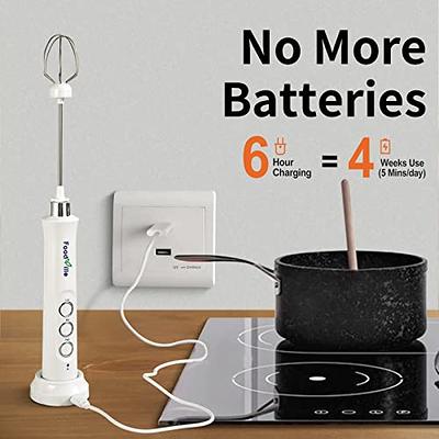 FoodVille MF09 3 in 1 Rechargeable Milk Frother Handheld Foam Maker with  Charging Stand & 3 Stainless Steel Whisks - Yahoo Shopping