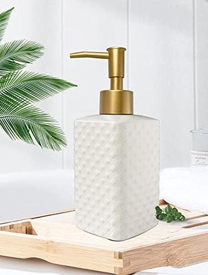 Gold Refillable Dish Soap Dispenser for Kitchen Sink,Hand Soap Dispenser  Bottle for Bathroom Countertop Sink, White Simple Modern Lotion Pump Bottle