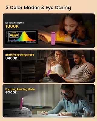 Glocusent USB Rechargeable Book Light for Reading in Bed, Portable Clip-on  LED Reading Light, 3 Amber Colors & 5 Brightness Dimmable, Compact & Long