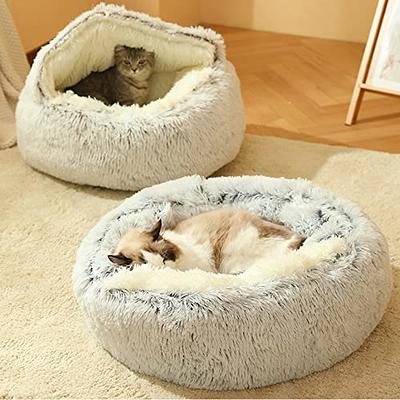 Pet Dog Cat Bed Round Plush Kitten Warm Sleeping Nest Bed Cat Igloo Cave  House