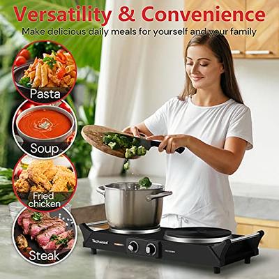 Electric Stovetop Cooking Hot Plate 1200W Infrared 7.3/4 Glass Ceramic  Portable Stove Burners Cool Touch Handle Single Cooktop Keeps Food Warm