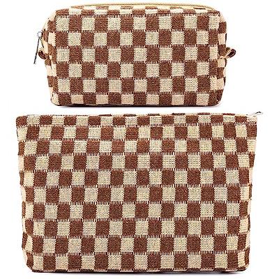 SOIDRAM 2 Pieces Makeup Bag Checkered Cosmetic Bag Black Brown Makeup Pouch  Travel Toiletry Bag Organizer Cute Makeup Brushes Storage Bag for Women -  Yahoo Shopping