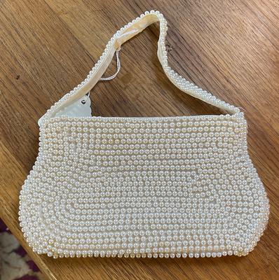 Vintage La Regale Handmade Beaded Satin Purse Made in Hong 