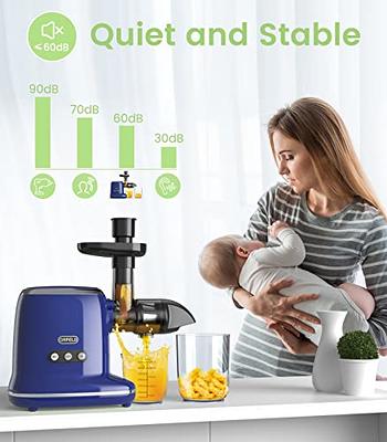 Mecity Small Masticating Juicer Electirc Slow Juicer with Reverse Function  For Home, Easy to Clean Juicer Extractor with Travel Bottle, Self-Feeding