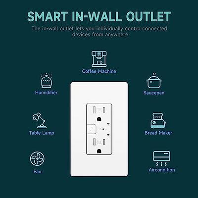 Standard Electrical Outlet, Smart in Wall Outlet Work with Alexa Google  Home ETL FCC Certified 2.4G WiFi with Screws 1 Pack