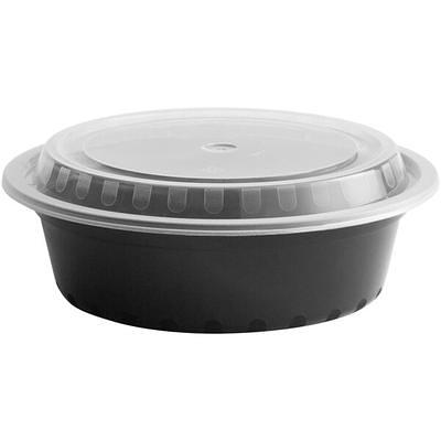 Choice 48 oz. Black Round Microwavable Heavy Weight Container with Lid 9 -  150/Case