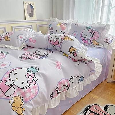 Hello Kitty Pink Soft Cotton Twin/Full/Queen Duvet Comforter Set w/ Fitted  Sheet