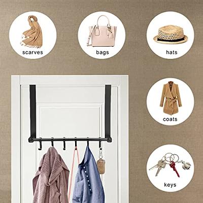 Over The Door Hook Hanger, Movable Heavy-Duty Organizer for Coat, Towel,  Bag, Robe - 5 Hooks, Black